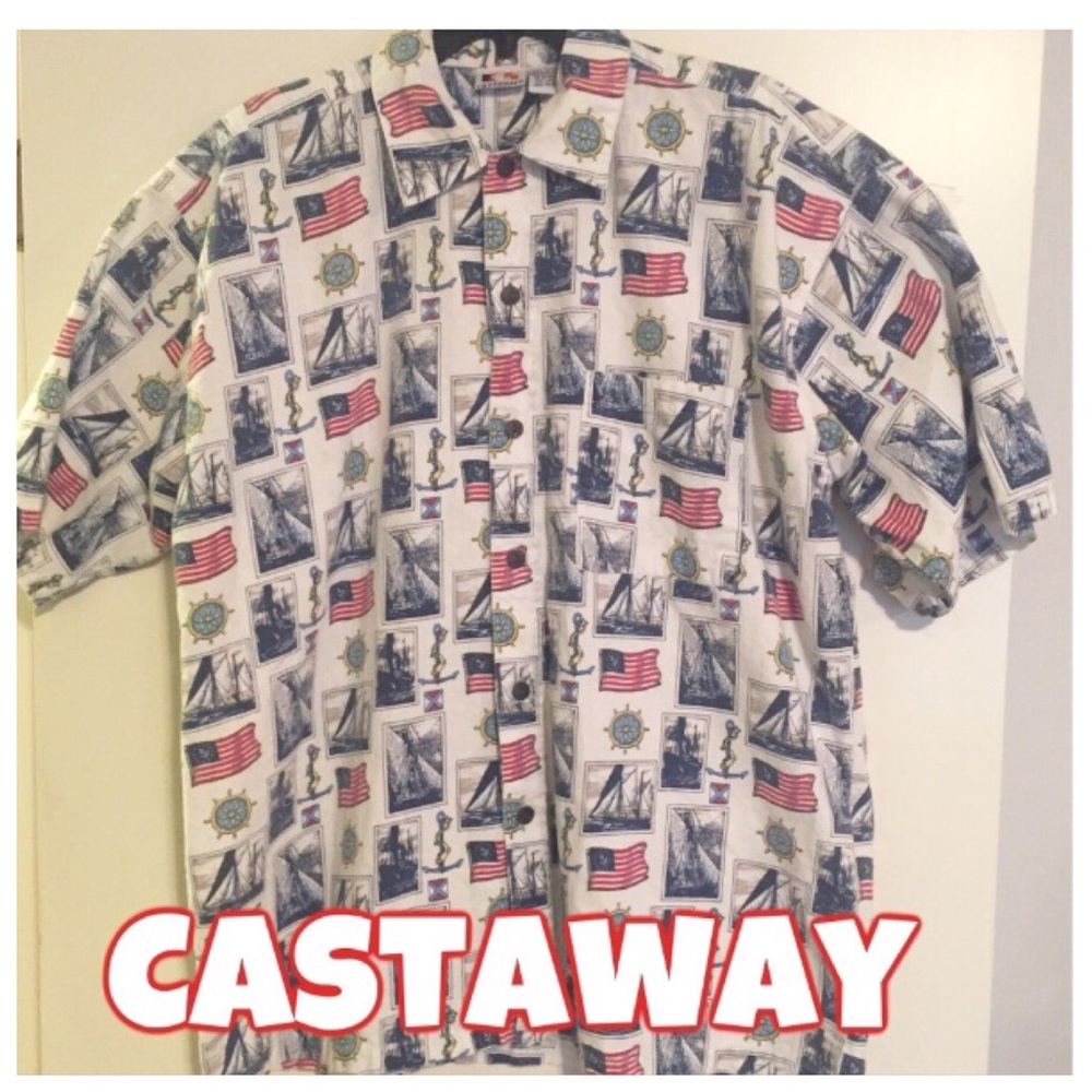 Vintage Castaways Nautical Flag Shirt  L